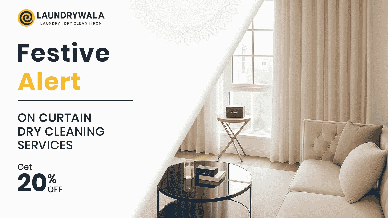 Laundrywala HSR Layout offer on curtain cleaning flat 20% OFF